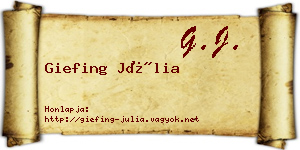 Giefing Júlia névjegykártya