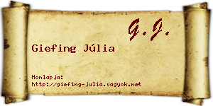 Giefing Júlia névjegykártya